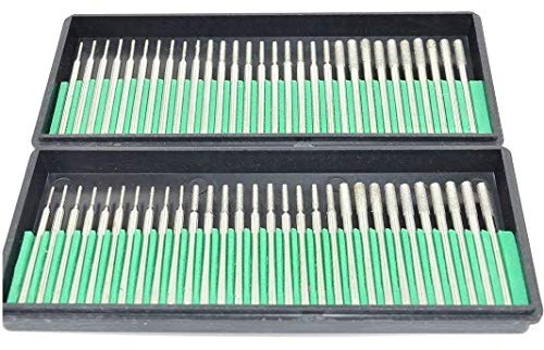 Aiskaer Premium Diamond Drill Bit Cylindrical Burr Kit - 60 Pcs, Jewelry, Beach, Sea Glass, Shells, Gemstones, Lapidary - 1mm, 2mm, 3mm