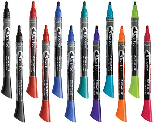 Quartet Dry Erase Markers, Whiteboard Markers, Fine Tip, EnduraGlide, Assorted Colors, 12 Pack (5001-21M)