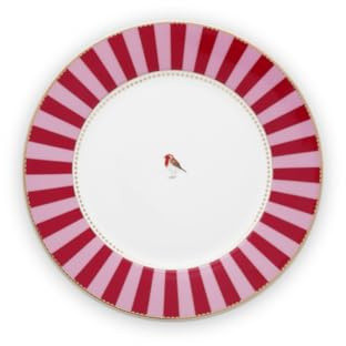 Pip Studio Love Birds Speiseteller Stripes rot-pink 26,5cm