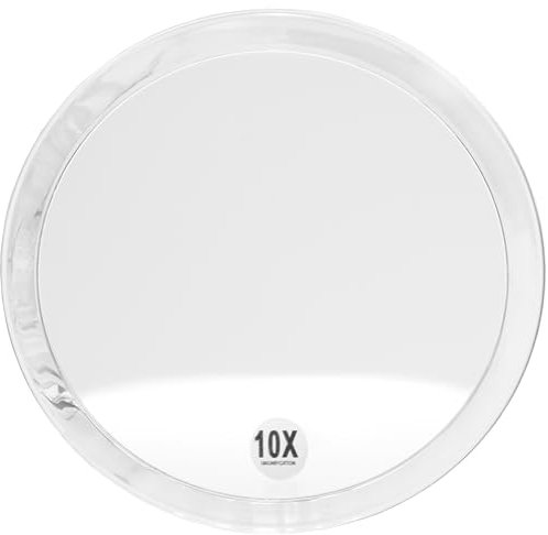 Fantasia® Beauty Kosmetikspiegel mit 10-facher Vergrößerung – Sicherer Halt durch 3 Saugnäpfe – Perfekt zum Schminken & Rasieren – Ø 23 cm – Vergrößerungsspiegel ohne Bohren für Bad, Dusche & Reisen