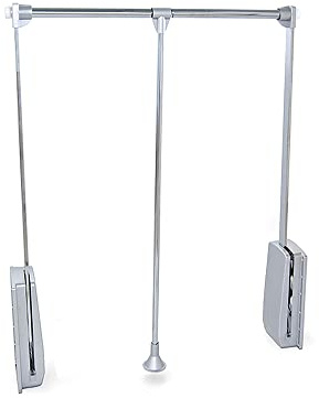 Emuca - Barra de armario abatible, perchero basculante, colgador abatible para armario, anchura regulable 600-830mm, acabado cromado
