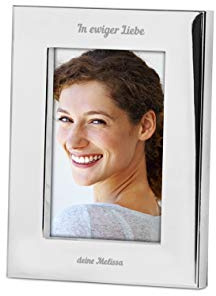 Brillibrum Design Bilderrahmen Fotorahmen Metall versilbert 10x15 Rahmen mit Gravur Silberrahmen tiefer Rand (Bilderrahmen mit Gravur bis 15 Zeichen)
