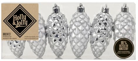 ROLLER Christbaumschmuck - silber - 6 Zapfen - 9 cm