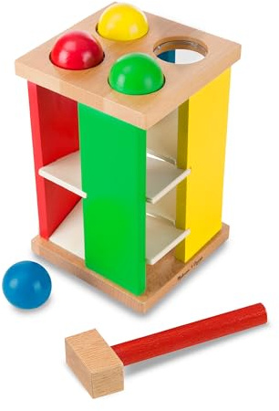 Melissa & Doug Deluxe Pound and Roll Wooden Tower Toy with Hammer, White