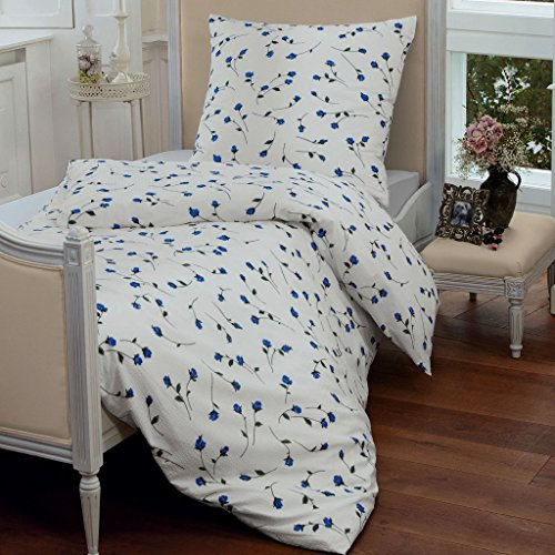 Janine Seersucker Bed Linen Tango 2174, 100% Cotton, 02 blau, 80x80 cm - 135x200 cm