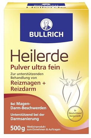 Bullrich Heilerde Pulver ultra fein | Linderung von Magen-Darm-Beschwerden und Unterstützung bei Darmsanierung | Innerliche und äußerliche Anwendung | Vegan | 500 g (1er Pack)