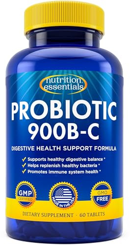 Nutrition Essentials Probiotics for Women and Men - with Lactase Enzyme and Prebiotic Fiber for Digestive Health - 80 Percent + More Potent Supplement for Gut Health Support - Vegan Formula