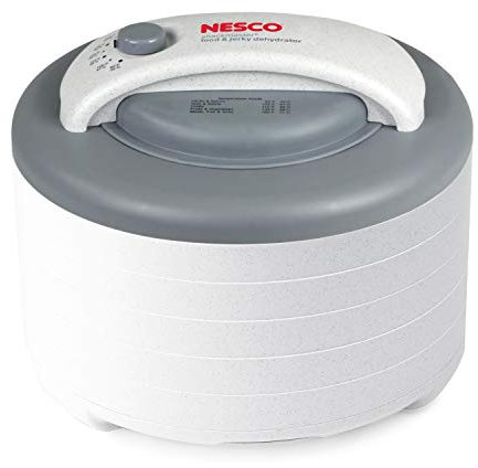 Nesco FD-61WHCK Snackmaster Encore Food Dehydrator with Jerky Gun Kit for Great Snacks and Jerky, 6 Trays, Gray, 1 Count (Pack of 1),White