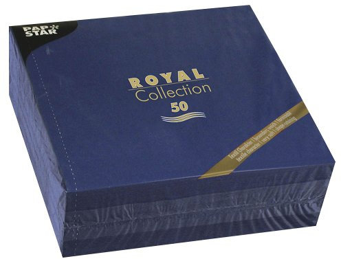 Papstar Servietten / Tissueservietten dunkelblau Royal Collection 40 x 40 cm, 1/4-Falz, gut geeignet für Haushalt, Gastronomie oder Partys, FSC-Zertifikat, #11605, 1 X 50er Pack