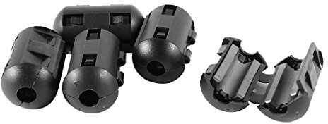 sourcing map 5pcs UF50B Ferrit Ringkern Ferrit Perlen Clip RFI EMI Lärm Anti-Interferenz Kabel Clip für 5mm Durchmesser Kabel, Schwarz