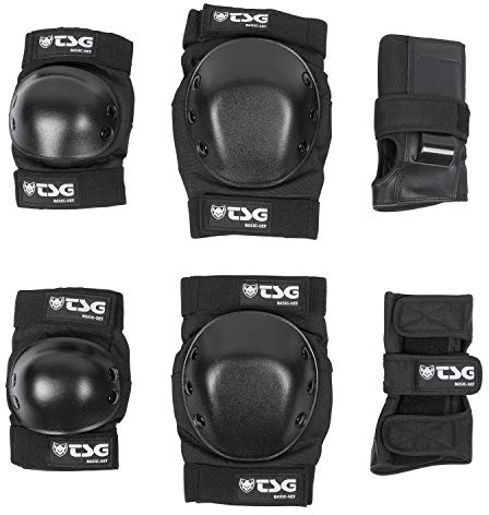 TSG Set di protezioni Basic Gomiti/ Ginocchia/ Polsi, Unisex, Nero (Black), M