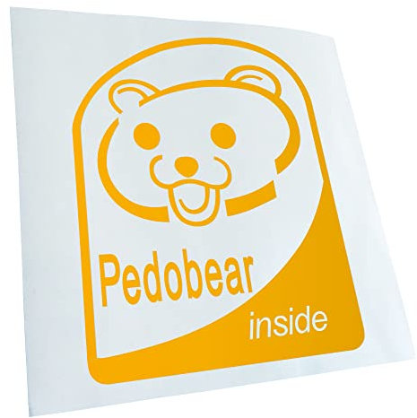 Kiwistar - Autoaufkleber - gelb - 60 x 51 cm - Pedobear Inside - Heckscheibenaufkleber Auto Aufkleber wetterfest für Kfz LKW Mofa Truck - Sticker außen selbstklebend Tuning Zubehör für Fenster