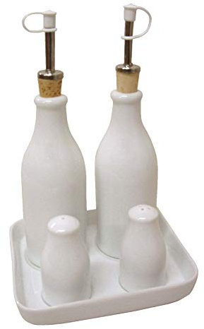 Juego ACEITERA VINAGRERA Sal SALERO Pimienta PIMENTERO Porcelana Blanco