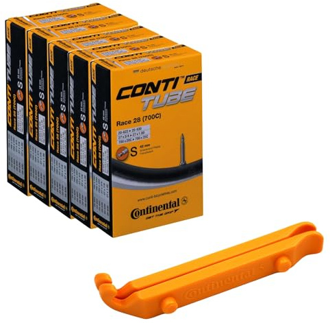 Continental Bicycle Tubes Race 28 700x20-25 S42 Presta Valve 42mm Bike Tube - Value Bundle 5-in-1 Bicycle Tube 700c