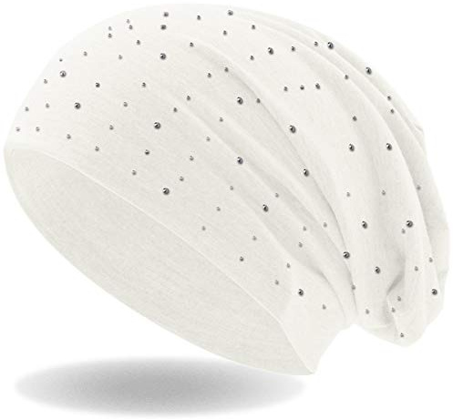 Hatstar Damen Beanie Mütze | mit edler Nieten Applikation | Mädchen Mütze | elastisches Slouch Long Beanie | leicht und weich