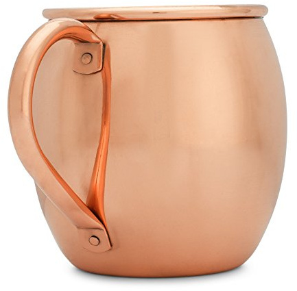 Copper Mules Moscow Mule Mug Handcrafted of 100% Pure THICK Copper - Timeless Barrel Smooth Finish - RAW Copper Interior - Authentic and Strong Riveted Handle - Holds 16oz