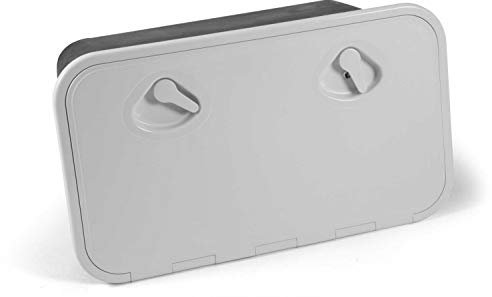 wellenshop Ablagefach MID LINE mit Klappe u. Schloss 355 x 600 mm Weiß Staufach Handschuhfach Seitenfach Stauraum Konsole Aufbewahrungsbox Seitenablage Mittelkonsole Ablage Boot