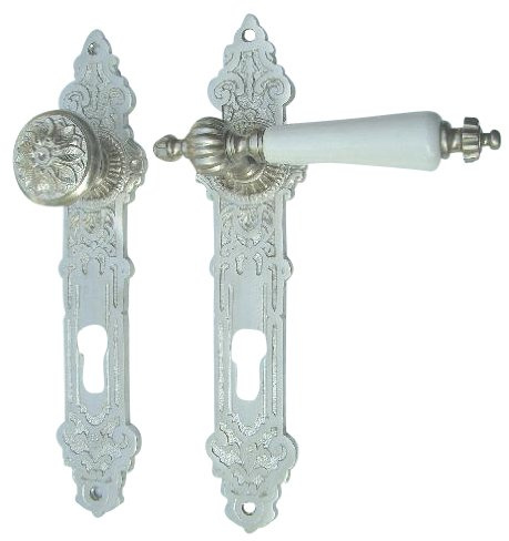 Wohnungstür Türbeschlag Gründerzeit Jugendstil Nickel matt gebürstet #14b-NMW-72