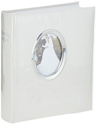 Pioneer Photo Albums WAF-46/ST 200 Pocket Ivory Moire Cover Album with Silver Tone Oval Frame and Wedding Album Text for 4 x 6-Inch Prints