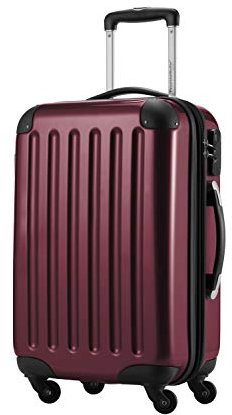 HAUPTSTADTKOFFER Alex - Handgepäck, 55 x 38 x 23 cm, 4 Rollen, 42 Liter, Reisekoffer, Hartschalenkoffer, Rollkoffer, Bordgepäck Koffer, erweiterbar, Burgund
