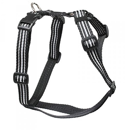 Feltmann Mopsgeschirr Hundegeschirr Soft Nylon, Reflektierend schwarz, 7-13 kg, 20 mm