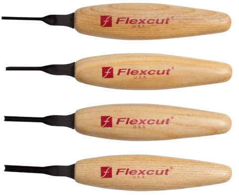 FLEXCUT Unisex – Erwachsene Flexcut- Deg, Schnitzmesser, Kohlenstoffstahl, Kerbschnitzmesser, Flexcut Parting Micro Tool Set 45 deg Schnitzmesser Kohlenstoffstahl Kerbschnitzmesser Holzgrif, Multi, normal EU