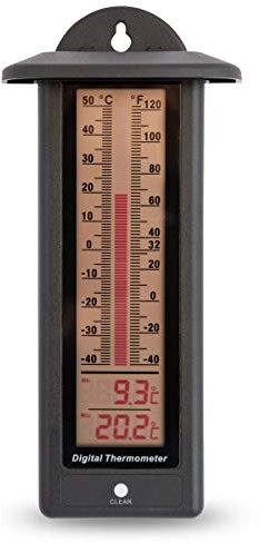 LCD Max Min Thermometer Black, Ideal For Growing Rooms, Growing Cabinets, Greenhouses