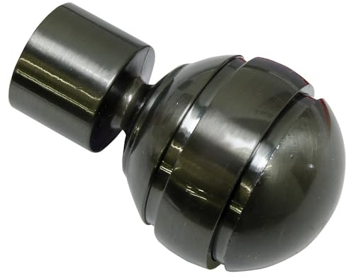 Gardinia Endknöpfe für Gardinenstangen, 2 x Endstück Kugel, Serie Chicago, Metall, Titan, Durchmesser 20 mm 10011163