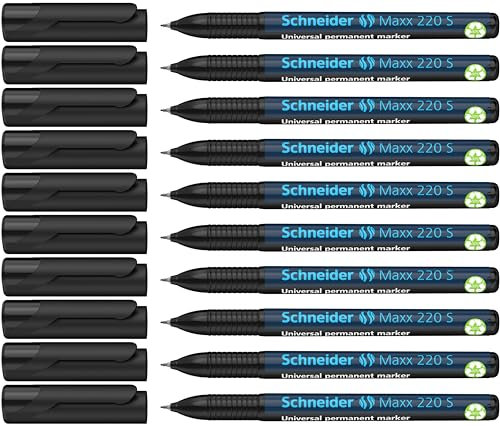 Schneider Maxx 220 S Universal-Marker (permanent, Cap-Off-Ink, 0,4 mm) 10er Packung schwarz