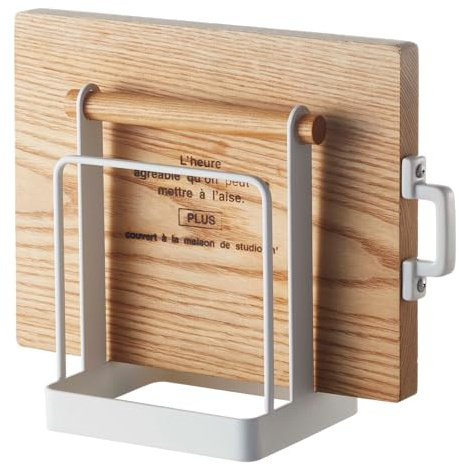 Yamazaki 2422 TOSCA Cutting Board Stand, white, Steel/Wood, 14 x 10.5 x 16 cm