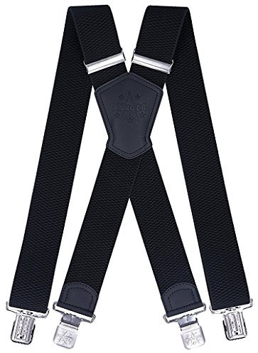 Ranger Hosenträger für Herren X-förmige 5cm breit verstellbar und elastisch mit einem sehr starken Clips (schwarz 1)