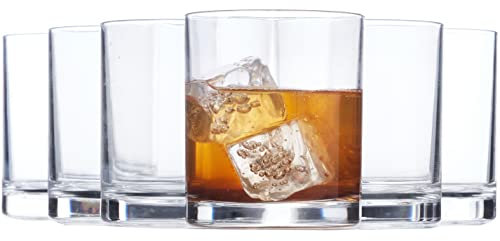 US Acrylic Classic Clear Plastic Reusable Drinking Glasses (Set of 6) 12oz Rocks Cups | BPA-Free Tumblers, Made in USA | Top-Rack Dishwasher Safe