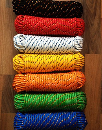 Festmacherleine 4 - 16 mm, Festmacher, Rope, Seil, Band, Seile, Polypropylen Seil, Polypropylenseil, Bootsleine,Ankerleine,Festmacher,Allzweckseil, Segeltauwerk, Mehrzweckseil, Bootstau, Strick, Ersatzseil, Reparaturseil, Schot, Kordel,Spannseil,Rope,Expanderseil (Schwarz mit rot/gelber Markierung, 8 mm)