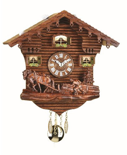 ISDD Kuckulino Black Forest TU 2031 PQ - Miniatyr klocka med kvarts rörelse och uk samtal, valnöt färg schweiziska huset design, batteri ingår