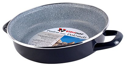 MAGEFESA Dolomiti Tartera 28 cm de Acero esmaltado, Antiadherente Multicapa Efecto Piedra, Color Gris Exterior. Apta para Todo Tipo de cocinas, incluida inducción.