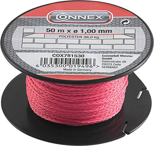 Connex COX781530 - Filo da muratore 50 m, peso massimo 14 kg, spessore: 1 mm colore: Rosso