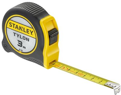 STANLEY Maßband Bandmass Tylon, 3 m, Tylon-Polymer Schutzschicht, verschiebbarer Endhaken, Kunststoffgehäuse 1-30-687