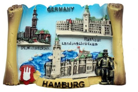 Relief-Magnet Hamburg Pergament