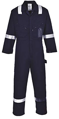 Portwest C814 Iona Baumwoll Overall Taschen mit Reißverschluss Normalgröße | Marine, S, UPF 40+, EN 17353 Typ B2, Elastische Rückenfalte, Leicht, Reflektierend, Atmungsaktiv