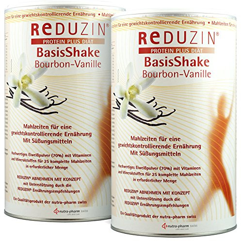 REDUZIN Diät Shake 2 Dosen á 25 Port. BCM verschiedene Geschmacksrichtungen (Doppelpack 2 Dosen a 450g, 2 Dosen BCM Bourbon-Vanille)