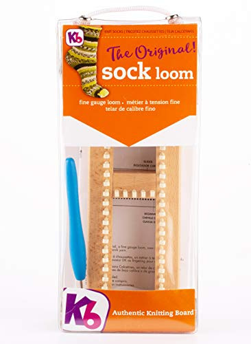 Authentic Knitting Board Adjustable Sock Loom, fine gauge, Beige,9 X 3 inches
