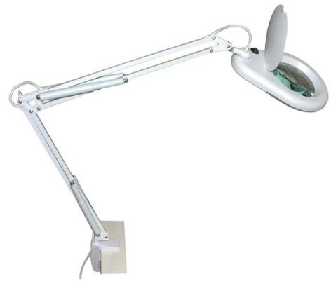 LAMPADA DA TAVOLO CON LENTE DI INGRANDIMENTO 5 DIOTTRIE, DIAMETRO 5'', ILLUMINAZIONE NEON 22W