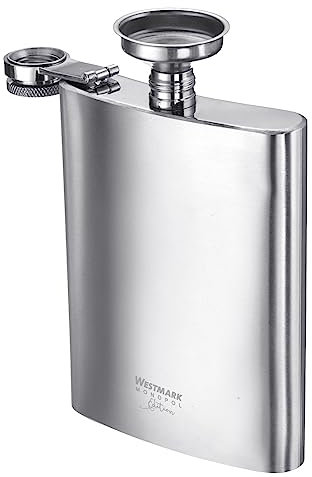 Westmark Flachmann Delano – kleine Taschenflasche mit Trichter, Trinkbehälter für Drinks unterwegs, hochwertiger Taschenbehälter, spülmaschinengeeignet – 236 ml, Edelstahl