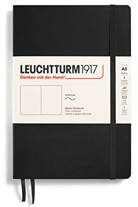 Leuchtturm1917 318651 Carnet medium A5 Couverture souple 121 pages numérotées Noir