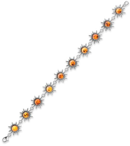 InCollections Damen-Armband 925/000 Sterlingsilber mit Bernstein, Sonne 0020214190890
