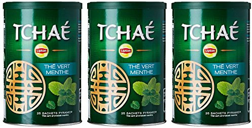 Lipton TCHAE Lot de 3 sachets de thé vert pyramidal à la menthe