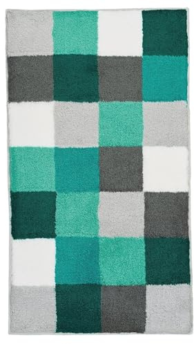 Kleine Wolke Badteppich Caro, 100% Polyacryl, 60 x 105 cm, Petrol | OEKO-TEX zertifiziert, rutschhemmende Unterseite, für Fußbodenheizung, maschinenwaschbar, 100% Polyacryl