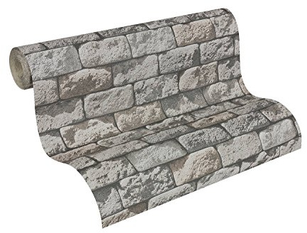 A.S. Création 95834-1 Papier Peint Pierre/Brique, Gris, Roll Size: 10.05m x 0.53m