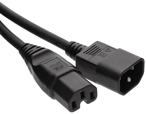 Strom Verlängerung Kabel IEC Männlich Zum Weiblich UPS Anschlusskabel C14 Zum C15 2 m [2 Meter/2m]