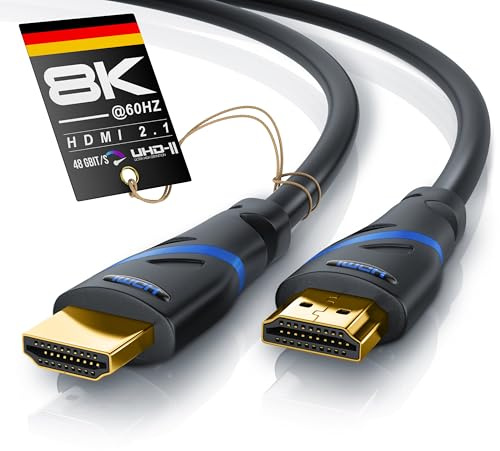 CSL - 8k HDMI Kabel 2.1 - zertifiziertes Kabel - 0,5m - 4k@120Hz 8k@60Hz - UHD II - Ultra High Speed Ethernet 48Gbps - HDMI 2.1 16k / 2.0 4k - HDR 10+ eARC 3D VRR HDCP 2.2&2.3 - Gaming TV PS5 Xbox